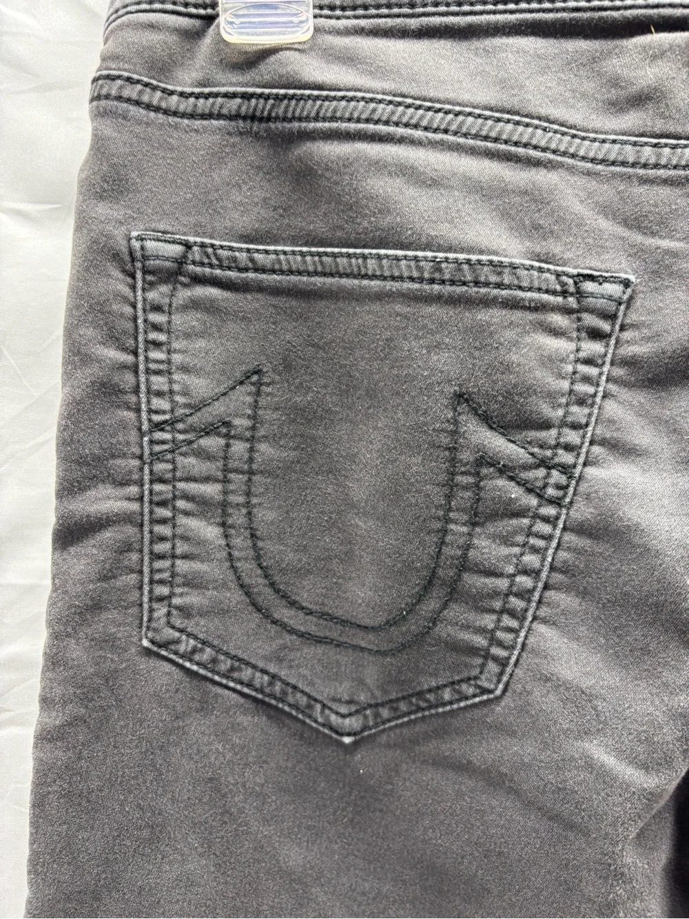 True Religion Biker Jeans Mens Size 32 Charcoal Black Rocco Moto Relaxed Skinny